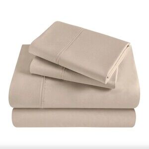 6 Pc Full Tan Egyptian Cotton 300TC Bed Sheet Set Deep Pocket Soft Sheets NEW